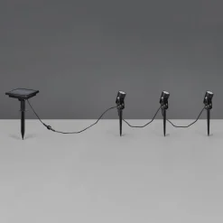 Solar spotlight Obidos, svart matt, aluminium, 3 stk