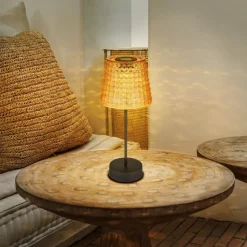 Solcellebordlampe 36634-2A, sett med 2 svart/rav