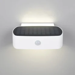 Solcelledrevet vegglampe Bilbao, hvit, høyde 6 cm, sensor, opp/ned