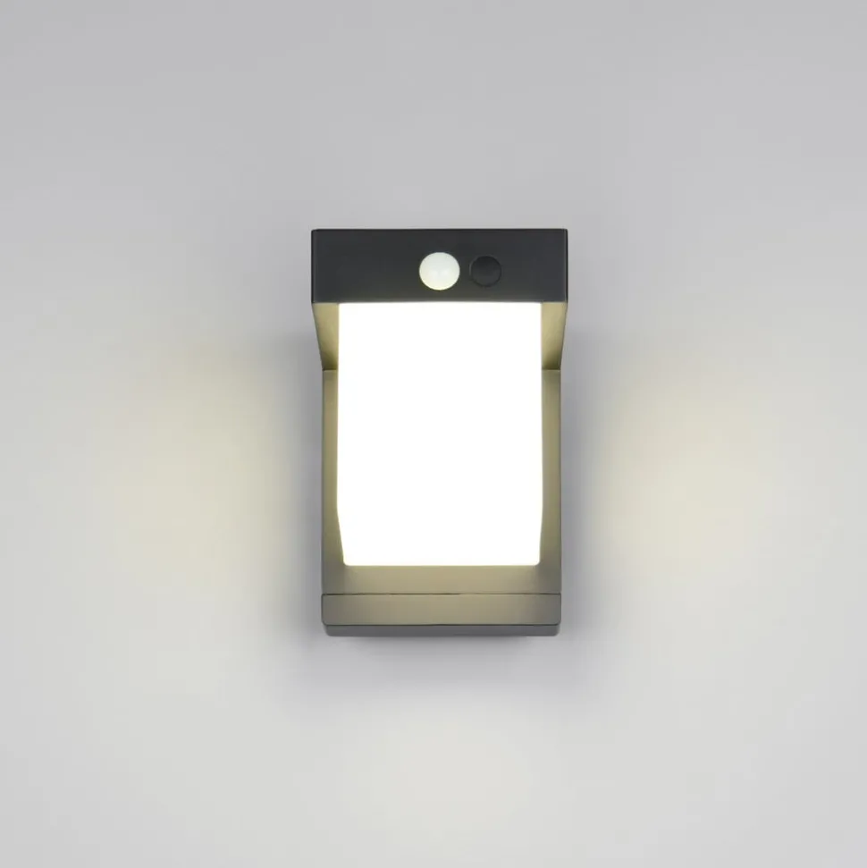 Solcelledrevet vegglampe Colombo, svart matt, høyde 14 cm, sensor