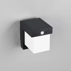 Solcelledrevet vegglampe Colombo, svart matt, høyde 14 cm, sensor