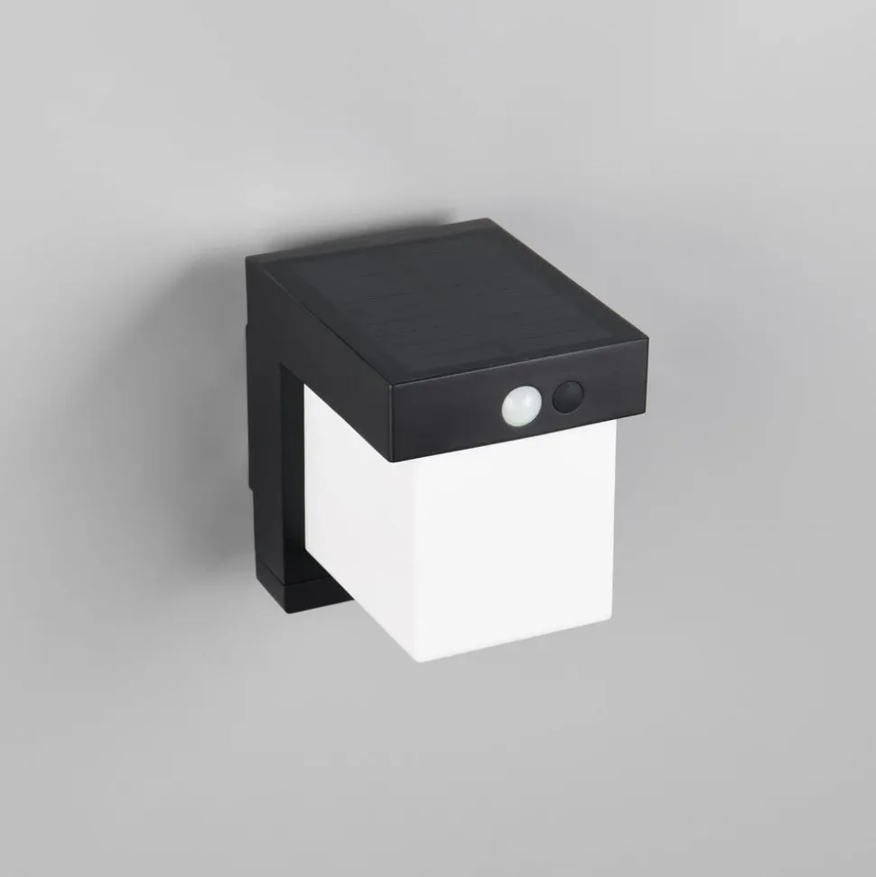 Solcelledrevet vegglampe Colombo, svart matt, høyde 14 cm, sensor