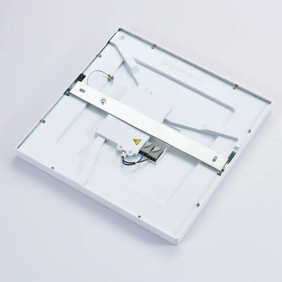 Solvie LED-taklampe, sølv, kantet, 30 x 30 cm