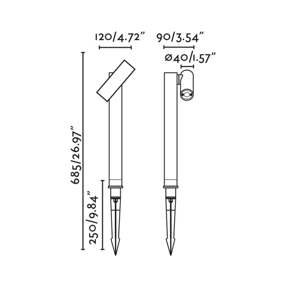 Spy LED lampe med jordspyd, mørkegrå, aluminium, høyde 68,5 cm