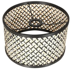 Stang gulvlampe, LED-leselampe, svart/naturlig flettverk