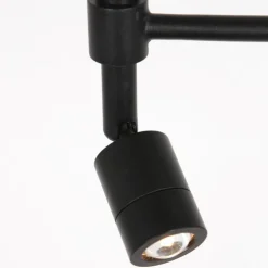 Stang gulvlampe, LED-leselampe, svart/naturlig flettverk