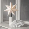 Stila bordlampe, hvit, papir/tre, stjerne og lampeskjerm