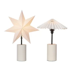 Stila bordlampe, hvit, papir/tre, stjerne og lampeskjerm