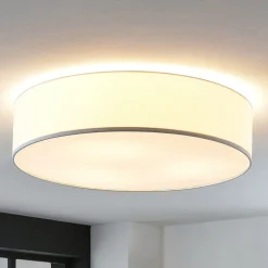 Stofftaklampe Gordana i hvitt, 57 cm