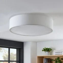 Stofftaklampe Gordana i hvitt, 57 cm