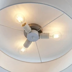 Stofftaklampe Gordana i hvitt, 57 cm