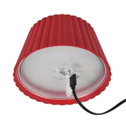 Suarez LED oppladbar bordlampe, rød, høyde 39 cm, metall, dimbar