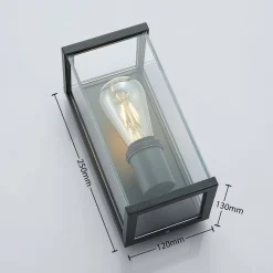 Susanne utendørs vegglampe, kantet, glassert, sett med 2 stk