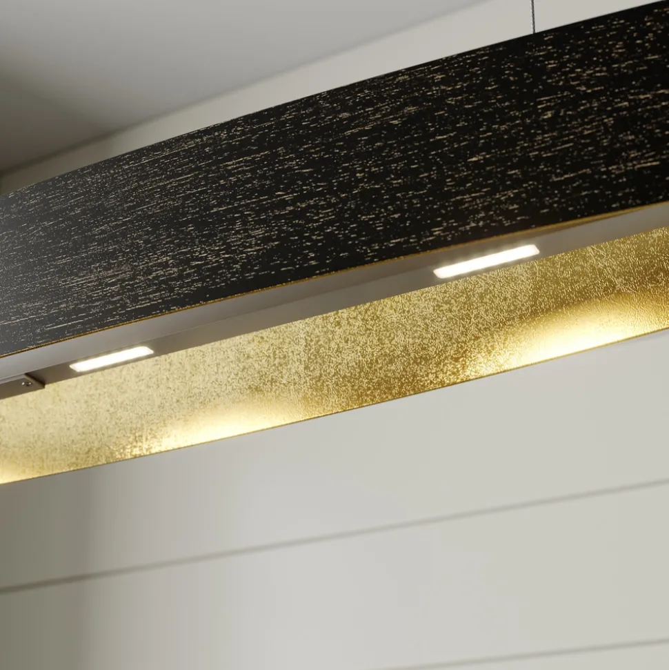 Svart LED-hengelampe Lio med gulldekor