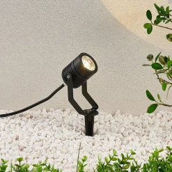Svart, utendørs LED-spot Maris med jordspyd