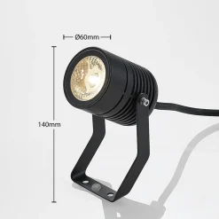 Svart, utendørs LED-spot Maris med jordspyd