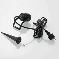 Svart, utendørs LED-spot Maris med jordspyd