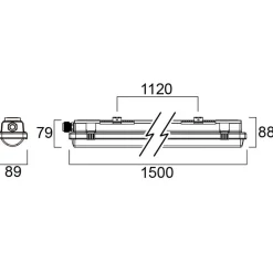 Sylvania Resisto 1500 lampe til våtrom, 55W, 840, HF-sensor