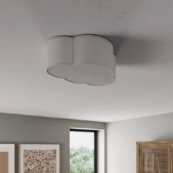 Taklampe Cloud i tekstil, lengde 41 cm, grå