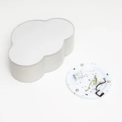 Taklampe Cloud i tekstil, lengde 41 cm, grå