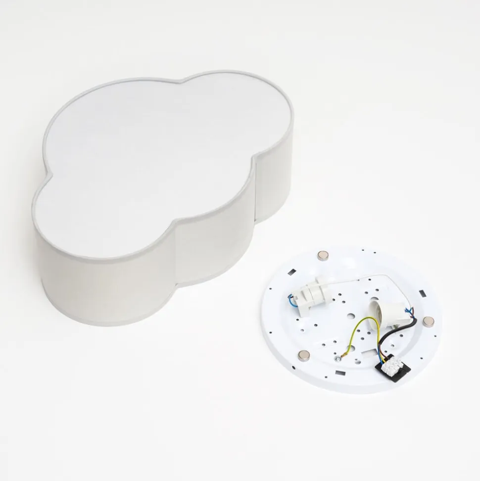 Taklampe Cloud i tekstil, lengde 41 cm, grå