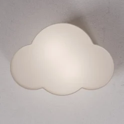 Taklampe Cloud i tekstil, lengde 41 cm, grå