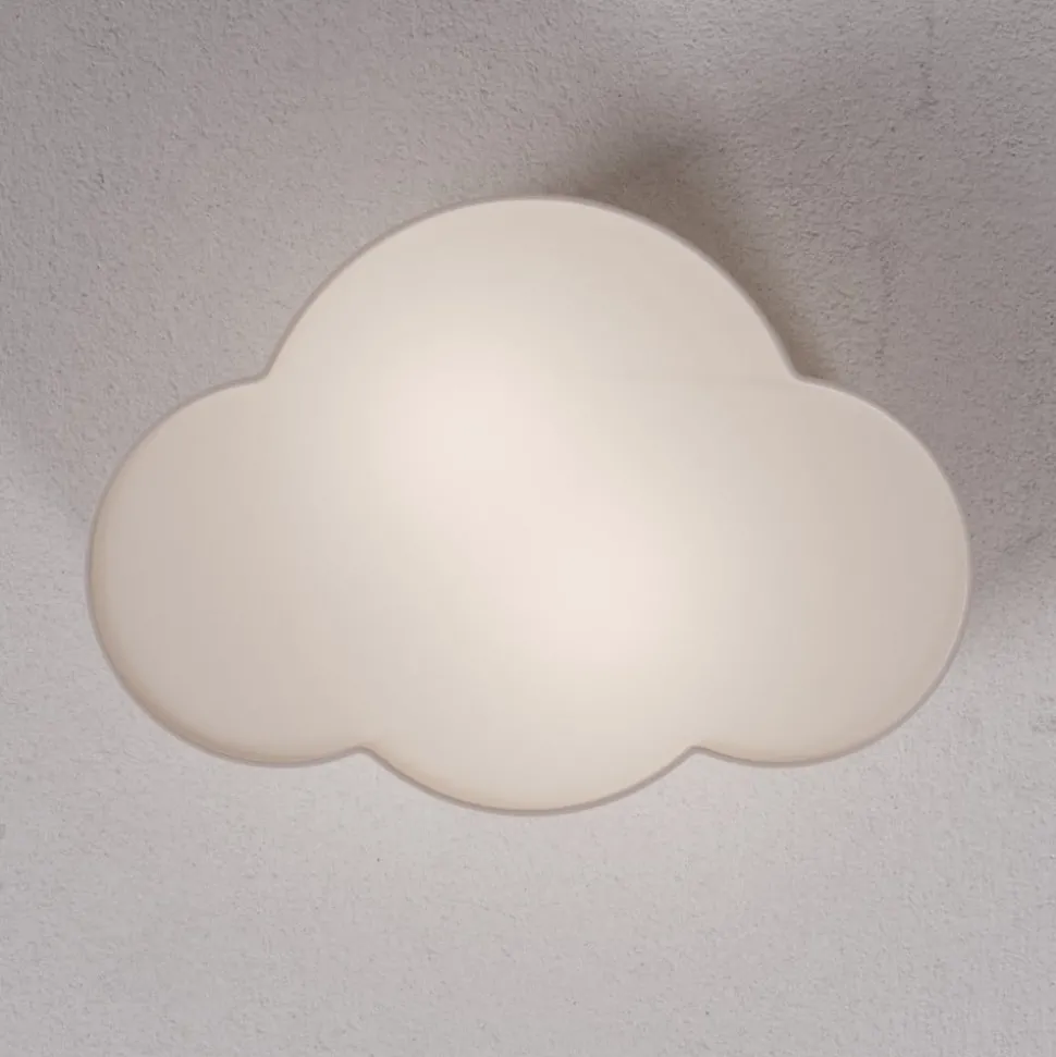 Taklampe Cloud i tekstil, lengde 41 cm, grå