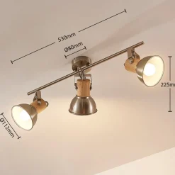 Taklampe Dennis med tre, 3 lyskilder, avlang