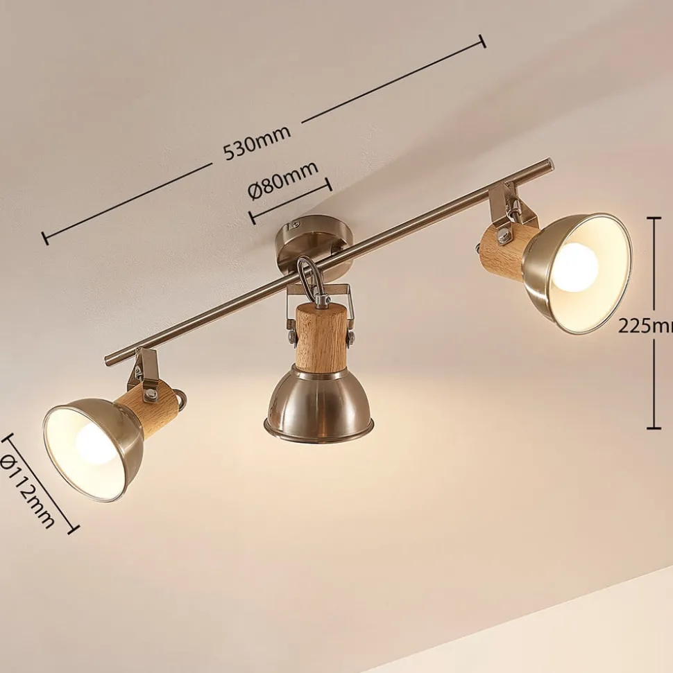 Taklampe Dennis med tre, 3 lyskilder, avlang