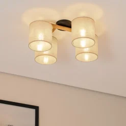 Taklampe Deva, 4 lyskilder, tekstil