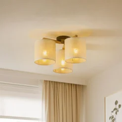 Taklampe Deva, tekstil, 3 lyskilder