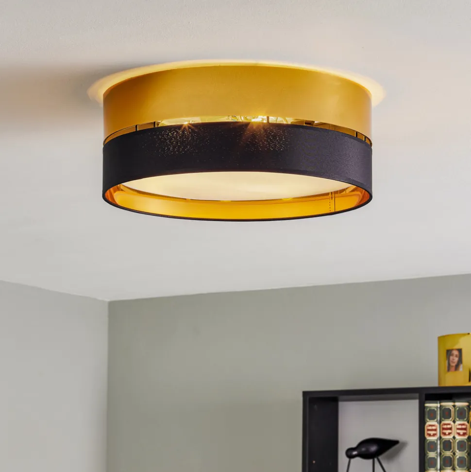 Taklampe Hilton, svart/gull, Ø 45 cm