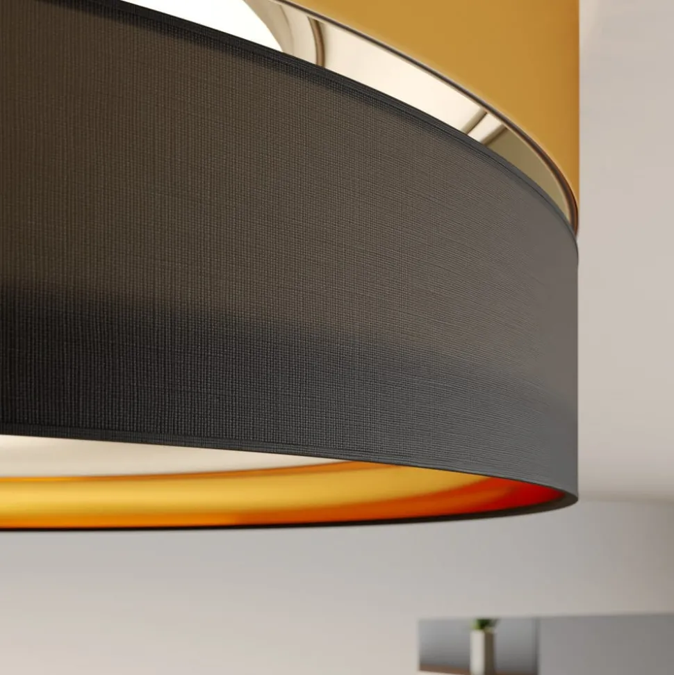 Taklampe Hilton, svart/gull, Ø 60 cm