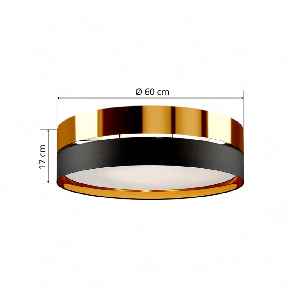 Taklampe Hilton, svart/gull, Ø 60 cm