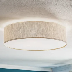 Taklampe Leano grå rund i lin