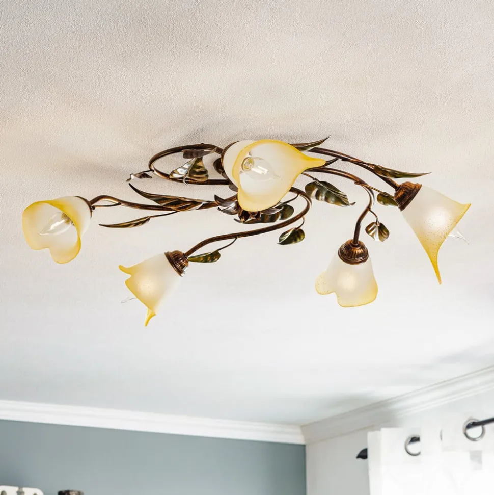 Taklampe Miranda med 5 lyskilder, bronse