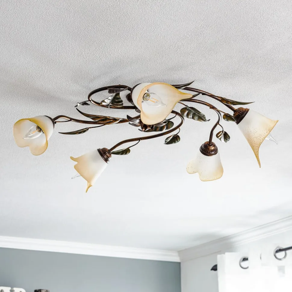 Taklampe Miranda med 5 lyskilder, bronse