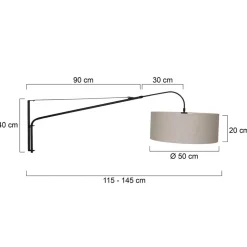 Tekstil-vegglampe Elegant Classy svart/gjørme