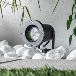 Tessa utendørs spot med jordspyd, grå