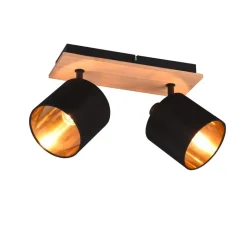 Tommy downlight, tre/svart/gull, lengde 30 cm, 2 lyskilder.