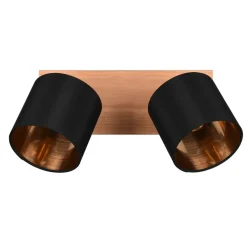 Tommy downlight, tre/svart/gull, lengde 30 cm, 2 lyskilder.