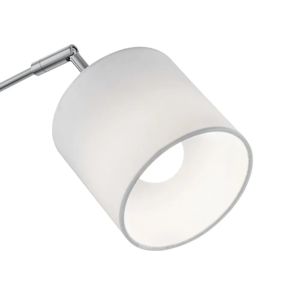 Tommy gulvlampe, nikkel/hvit, høyde 200 cm, 5-lys, stoff