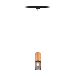 Tosh skinnelampe for DUOline, svart, tredetaljer, E27