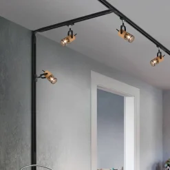 Tosh skinnespot for DUOline, matt svart, detaljer i tre