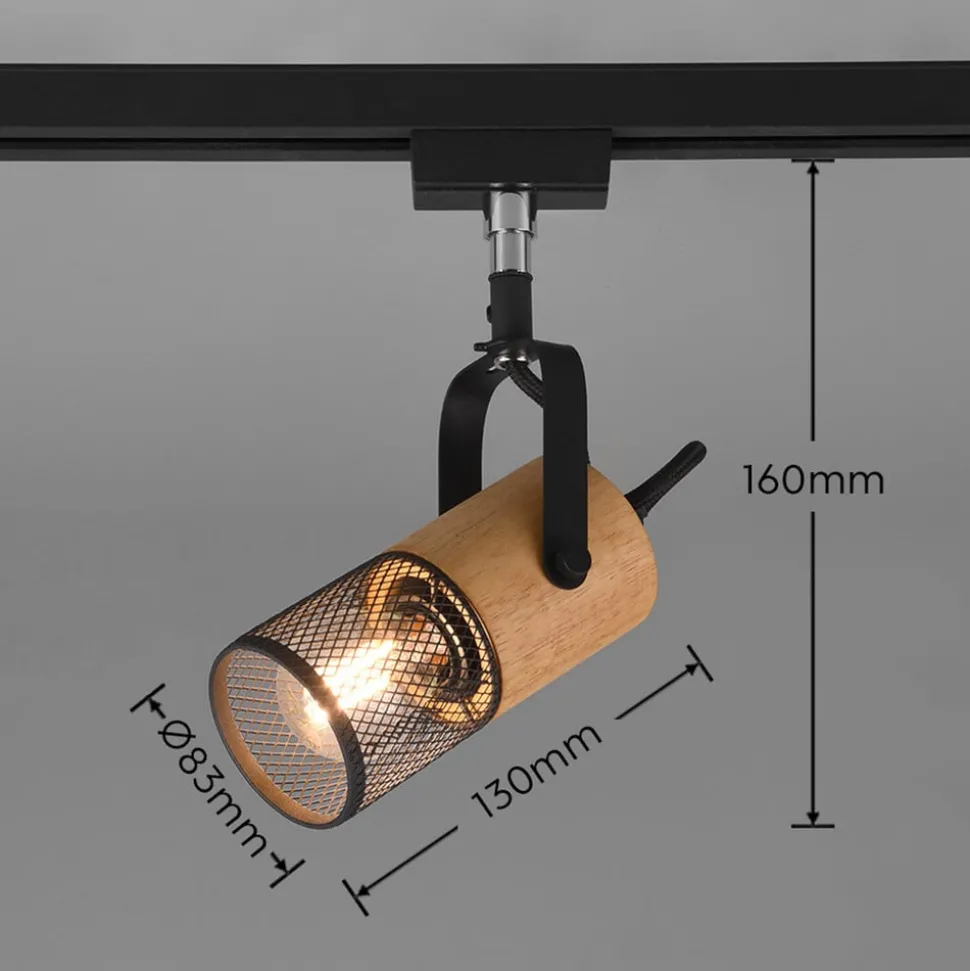 Tosh skinnespot for DUOline, matt svart, detaljer i tre