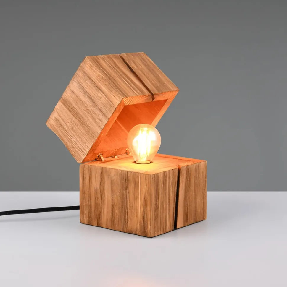 Treasure bordlampe, naturlig finish, tre, hengslet