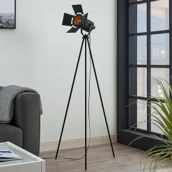 Trefots-gulvlampe Devon i svart