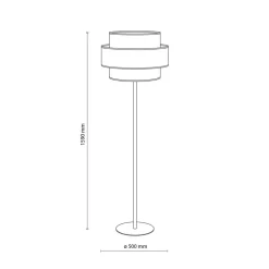 Trio gulvlampe, jute skjerm, oransje/naturbrun/petrol