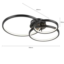 Trio WiZ Aaron smart LED-taklampe, antrasitt