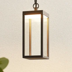 Utendørs LED-pendellampe Cube, glasskjerm, 26 cm